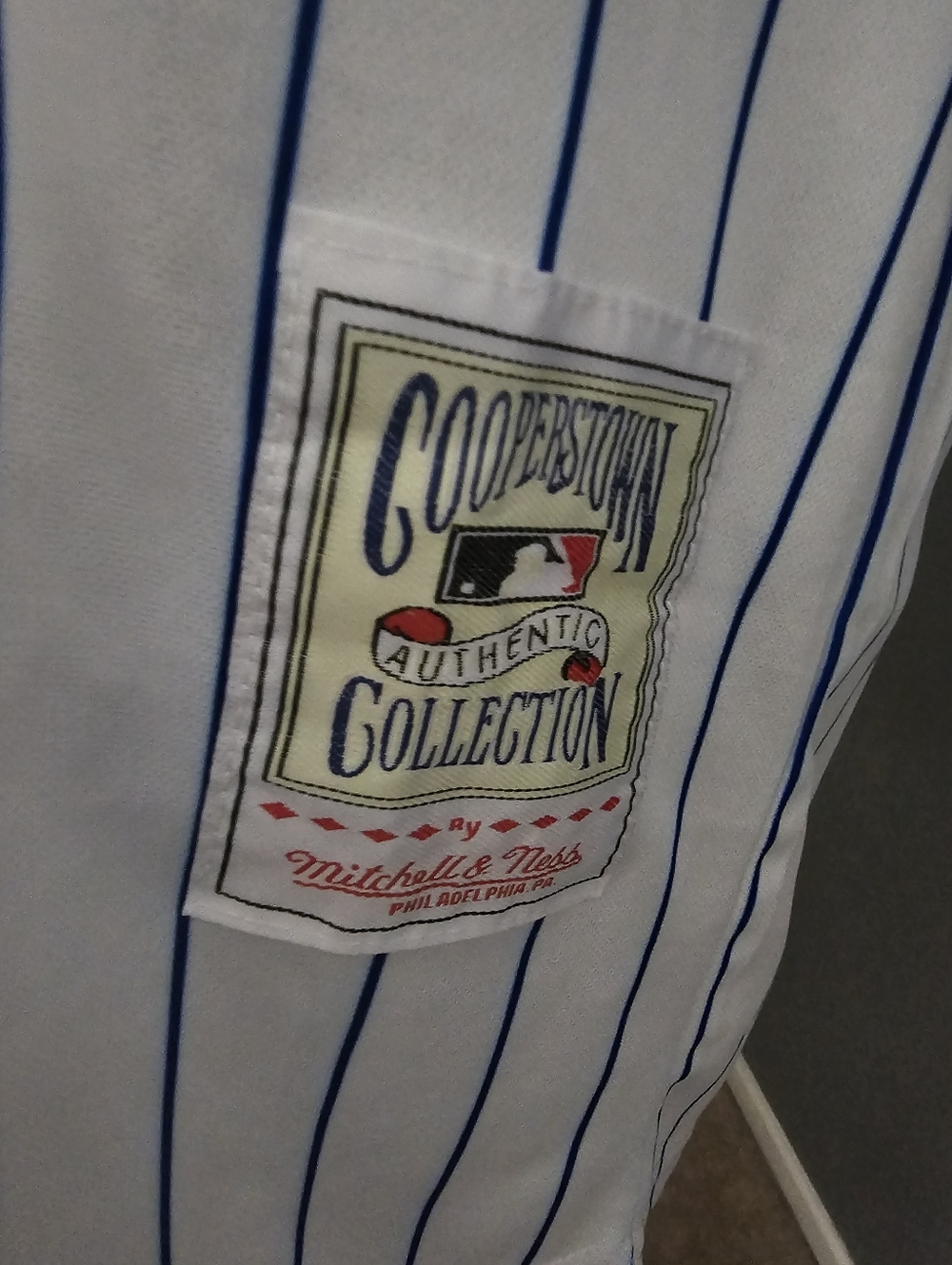 Mitchell & Ness White Jersey with Blue Pinstripes - Picture 3 of 5